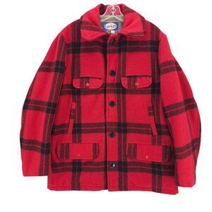 CARTER’S Vintage Wool Jacket Red Black Buffalo Plaid Hunting Outdoor Size 42